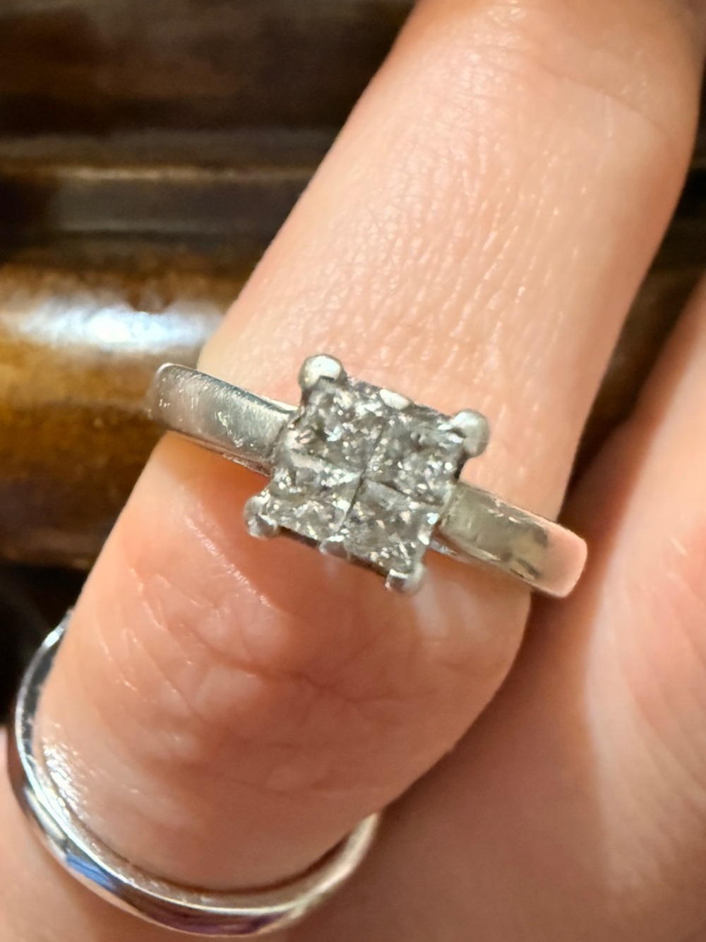 Platinaire 0.75tcw Princess Cut Diamond Quad Cluster Ring - Size 7